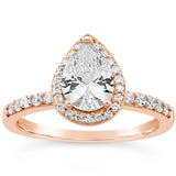 Sterling Silver and Rose Plated Zirconia High Rise Pear and Round Channel Set Ring