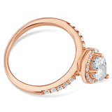 Sterling Silver and Rose Plated Zirconia High Rise Pear and Round Channel Set Ring