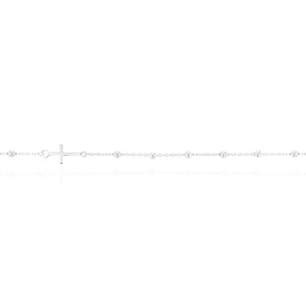 Sterling Silver Bead and Cross 19cm BR SS