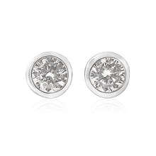 Load image into Gallery viewer, Sterling Silver 4mm Zirconia Bezel Set Stud Earrings