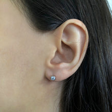Load image into Gallery viewer, Sterling Silver 4mm Zirconia Bezel Set Stud Earrings