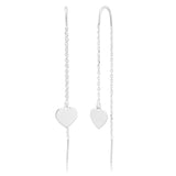 Sterling Silver Heart Drop Threader Earrings