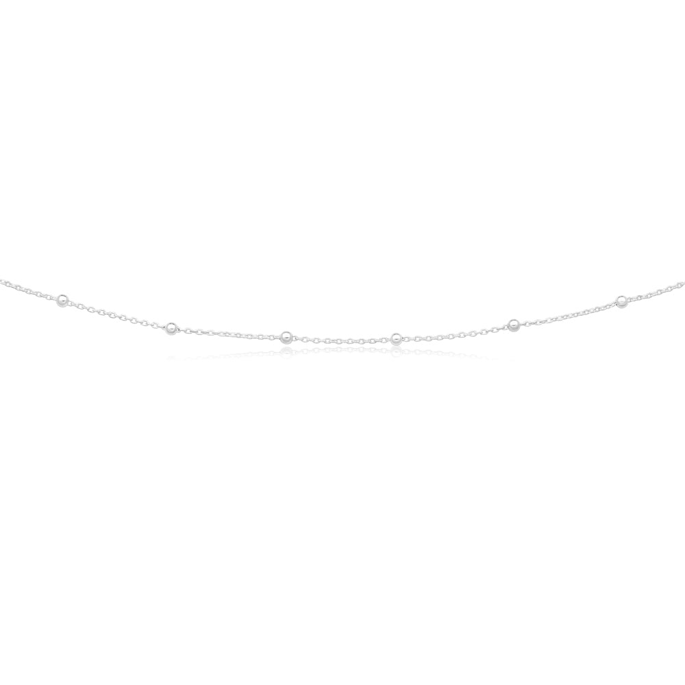 Sterling Silver 41cm + 8cm Extender Alternate Ball and Chain Necklet