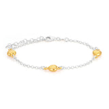 Sterling Silver and Rose Plated 19cm Alternate Heart and Chain Bracelet