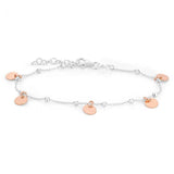 Sterling Silver Rose Gold Plated Multi-Disc Charm Bracelet