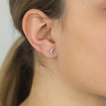 Sterling Silver Crescent Moon Studs