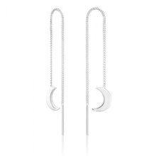 Load image into Gallery viewer, Sterling Silver Crescent Moon Threader Drop Earrings
