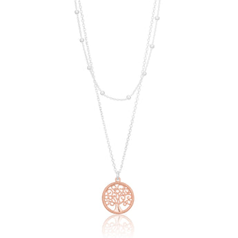 Sterling Silver and Rose Gold Plated Tree of Life Pendant with Chain