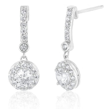 Load image into Gallery viewer, Streling Silver Cubic Zirconia Drop Earrings