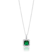 Load image into Gallery viewer, Sterling Silver Green and White Zirconia Pendant