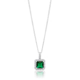 Sterling Silver Green and White Zirconia Pendant