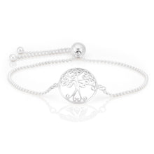 Load image into Gallery viewer, Sterling Silver Rhodium Plated Tree of Life 23cm Adjustable Sliding Bracelet