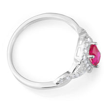 Load image into Gallery viewer, Sterling Silver Created Ruby and Zirconia Ring