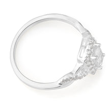 Load image into Gallery viewer, Sterling Silver Zirconia Cushion Cut Halo Crossover Ring