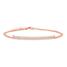 Load image into Gallery viewer, Sterling Silver Rose Gold-Colour with Double Row Cubic Zirconia Bracelet
