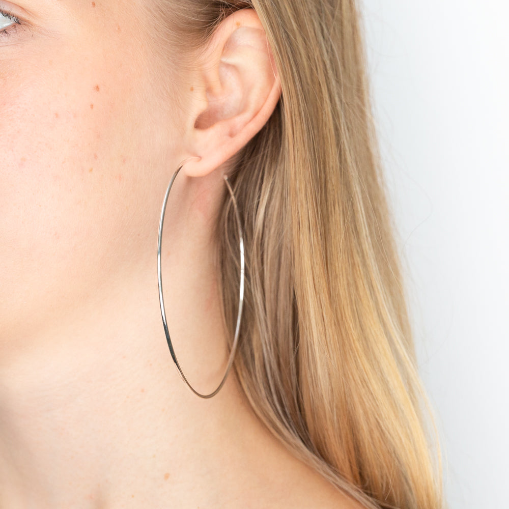 Sterling Silver 80mm Stud Back Hoops