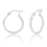 Sterling Silver 15mm Dicut Hoop Earrings