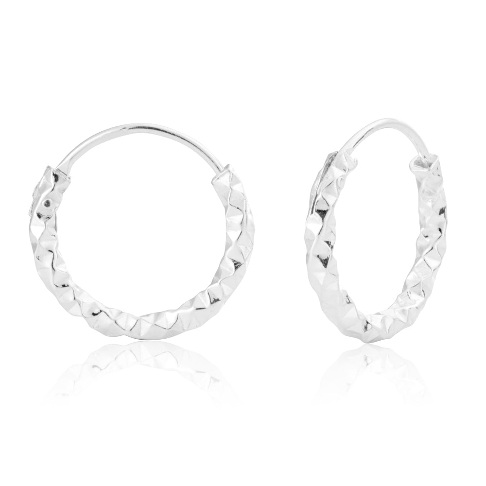 Sterling Silver 15mm Fancy Dicut Sleeper Earrings Grahams Jewellers