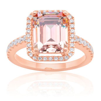 Sterling Silver and Rose Plated Zirconia Ring  *NO RESIZE*