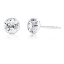 Load image into Gallery viewer, Sterling Silver 5mm White Zirconia Bezel Studs
