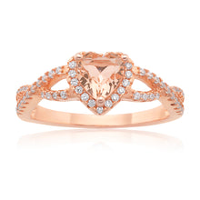 Load image into Gallery viewer, Sterling Silver and Rose Plated Heart Crystal and Zirconia Ring  *No Resize*