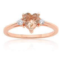 Load image into Gallery viewer, Sterling Silver and Rose Plated Crystal and Zirconia Heart Ring  *No Resize*