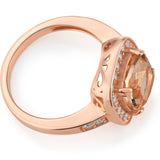 Sterling Silver and Rose Plated Crystal and Zirconia Cushion Cut Ring  *No Resize*