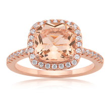 Load image into Gallery viewer, Sterling Silver and Rose Plated Crystal and Zirconia Cushion Cut Ring  *No Resize*