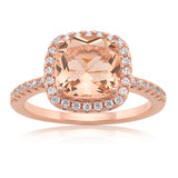 Sterling Silver and Rose Plated Crystal and Zirconia Cushion Cut Ring  *No Resize*
