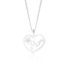 Load image into Gallery viewer, Sterling Silver &quot;MUM&quot; Flower Heart Pendant