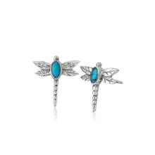 Load image into Gallery viewer, Sterling Silver Created Turquoise Dragonfly Stud Earrings