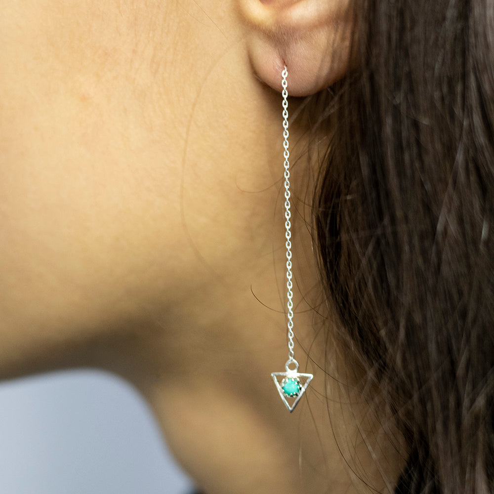 Sterling Silver Created Turquoise Drop Earrings