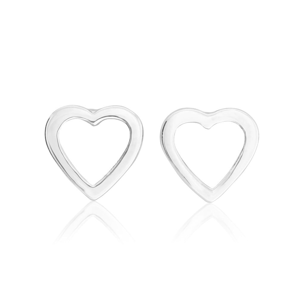 Sterling Silver Open Heart Stud Earrings