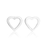 Sterling Silver Open Heart Stud Earrings