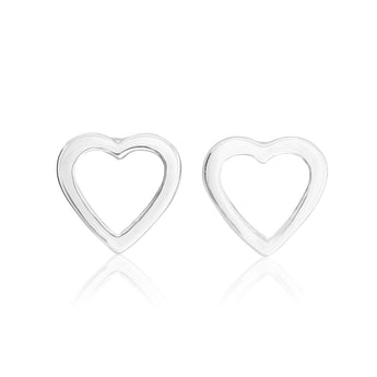 Sterling Silver Open Heart Stud Earrings