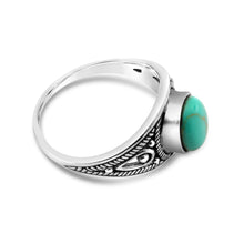 Load image into Gallery viewer, Sterling Silver Created Turquoise Oval Oxidised Ring