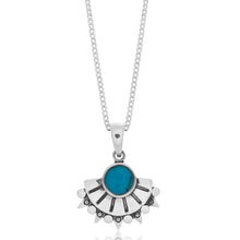 Load image into Gallery viewer, Sterling Silver Created Turquoise Fancy Fan Pendant