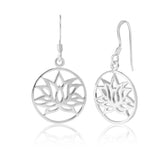 Sterling Silver Lotus Hook Drop Earrings