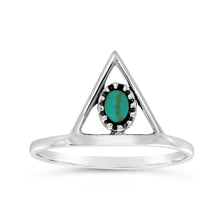 Load image into Gallery viewer, Sterling Silver Created Turquoise Oval and Triangle Ring