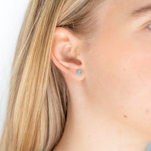 Load image into Gallery viewer, Sterling Silver 5mm Light Blue Crystal Stud Earrings