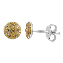 Load image into Gallery viewer, Sterling Silver 5mm Champagne Crystal Stud Earrings