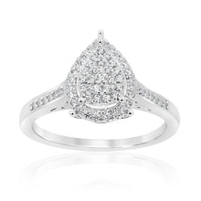 Load image into Gallery viewer, Sterling Silver 1/4 Carat Pear Shape Diamond Dress Ring