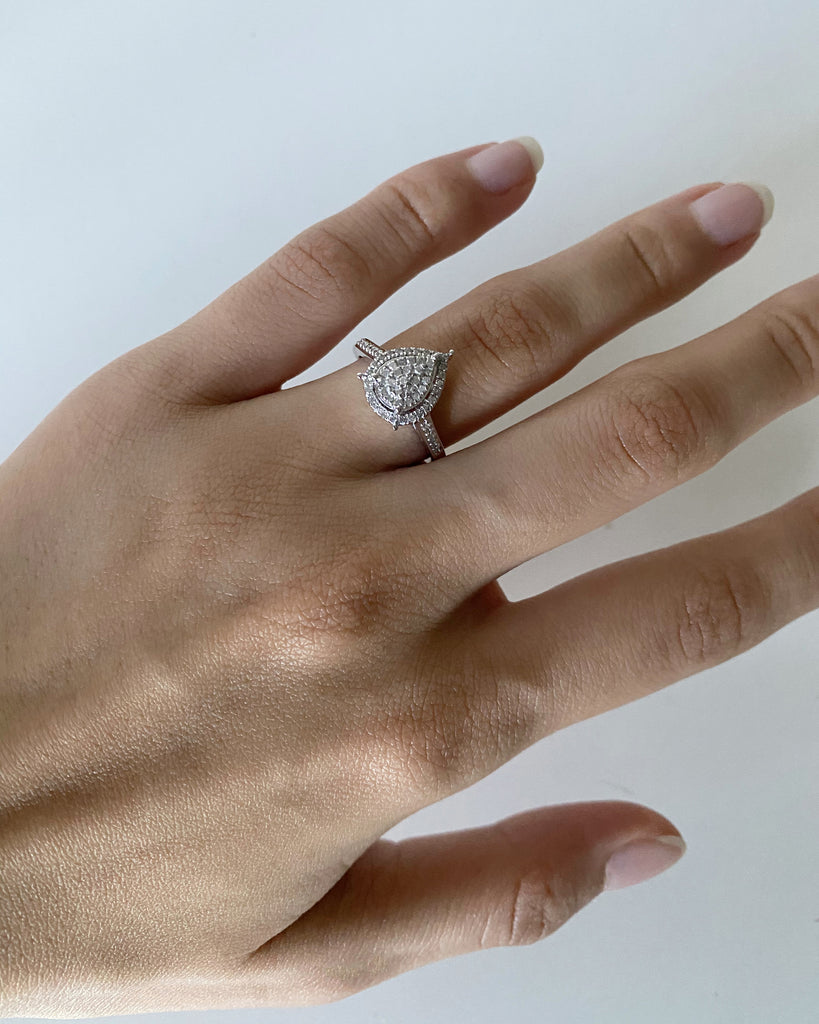 Sterling Silver 1/4 Carat Pear Shape Diamond Dress Ring