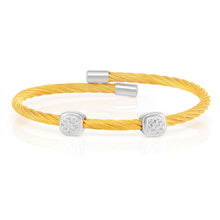 Load image into Gallery viewer, Sterling Silver Gold Plated 10 Points Diamond 3mm Cable Bangle