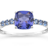 Sterling Silver Simulated Tanzanite and Zirconia Ring