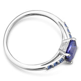 Sterling Silver Simulated Tanzanite and Zirconia Ring