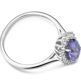 Sterling Silver Simulated Tanzanite and Zirconia Ring