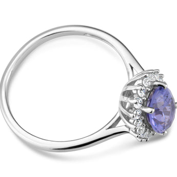 Sterling Silver Simulated Tanzanite and Zirconia Ring