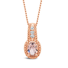Load image into Gallery viewer, Sterling Silver Simulated Morganite and Zirconia Oval Pendant