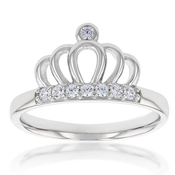 Sterling Silver Zirconia Crown Ring